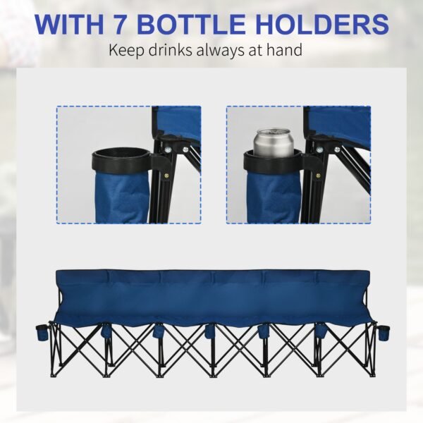 6 Seater Folding Camping Chair With Cup Holder & Carry Bag - Blue
